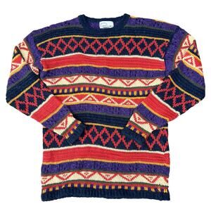 Vintage 90's Pappagallo Multicolored Embellished Beaded Pullover Sweater (Sz S)